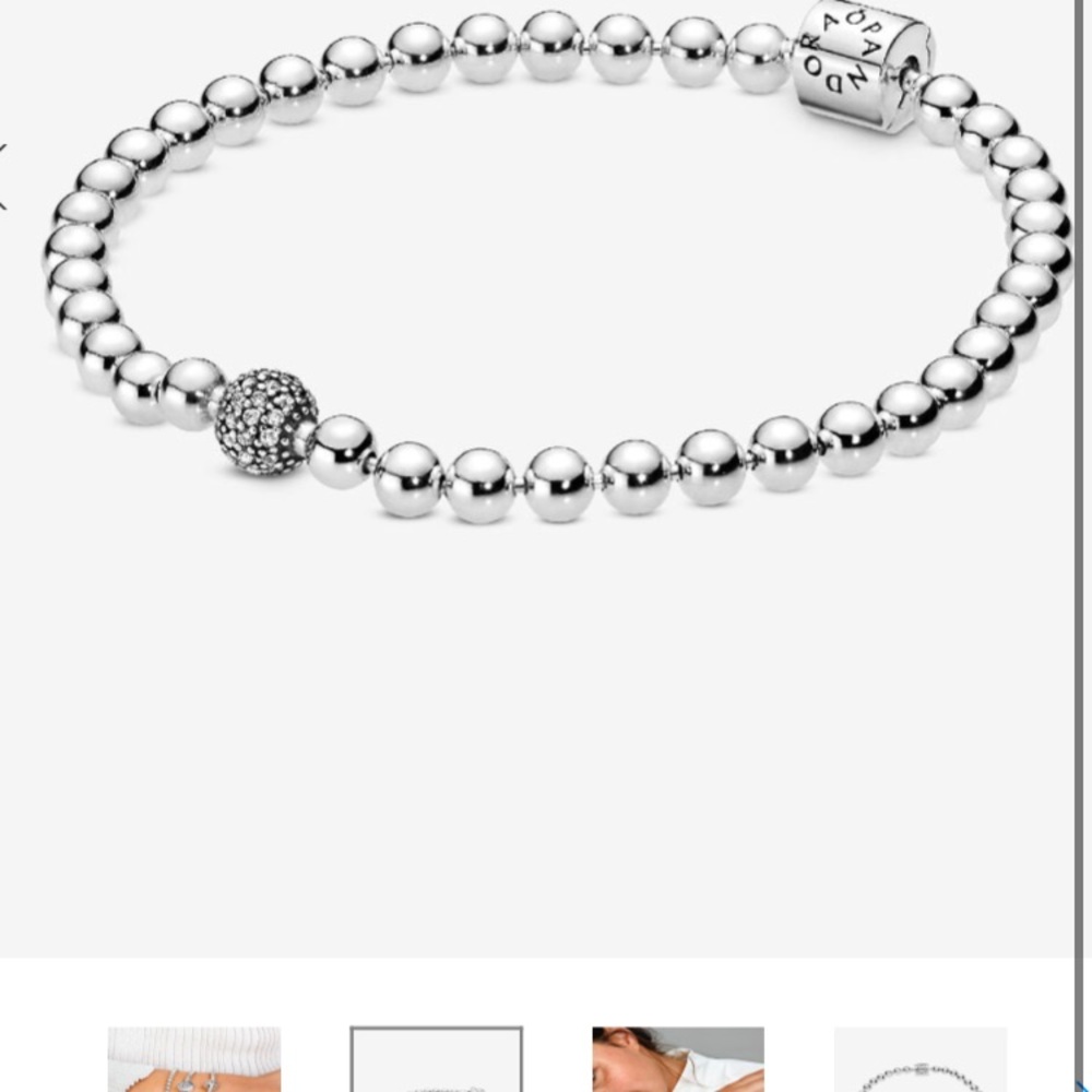Pandora Silver Beads and Pavè Bracelet with Sparkling Charm